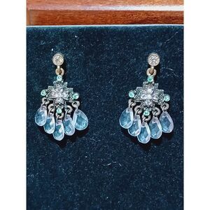 Vintage Gold-Toned Cherry Blossom-Inspired Chandelier Earrings